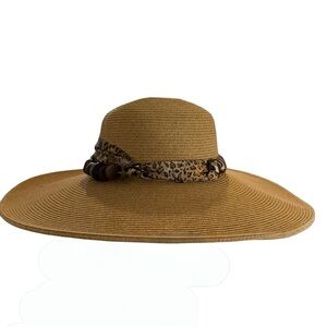 Capelli of New York‎ Tan Hat with Leopard Accent